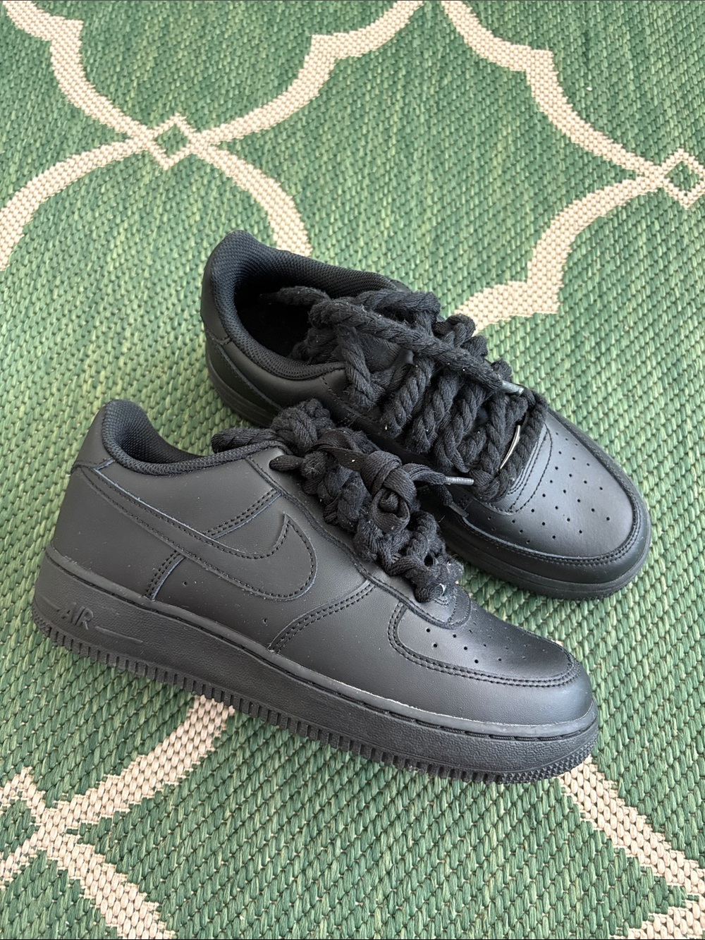 Nike Black Low-Top Leather Sneakers with rope laces